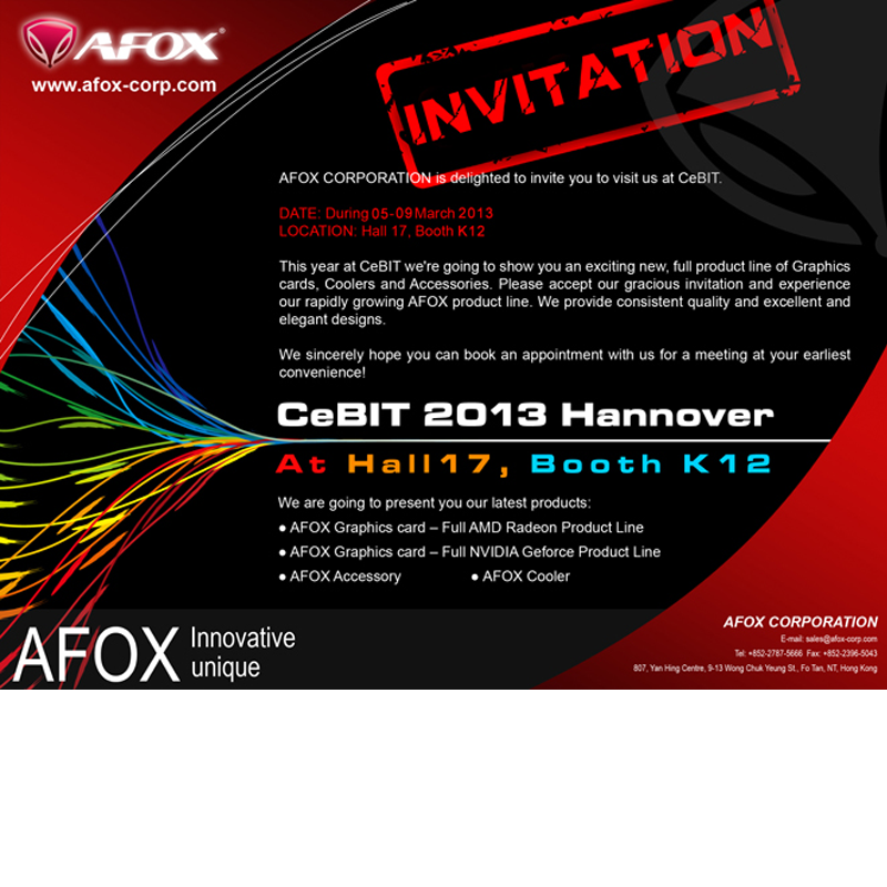 AFOX at CeBIT 2013, Hannover (Germany) - We Invite You [2013/3/2]