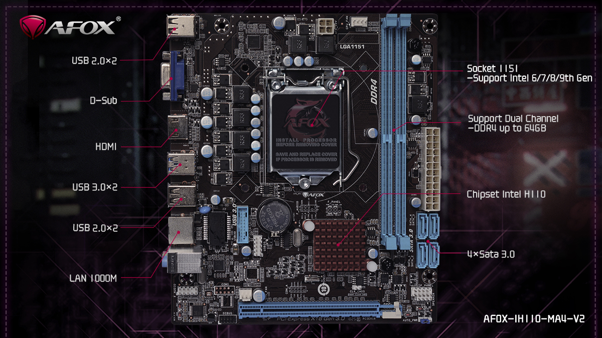 AFOX IH110-MA4-V2 - INTEL LGA1151 - AFOX